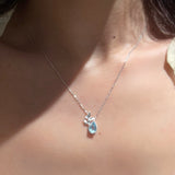 Topaz Waterdrop Pendant Necklace – Butterfly Accent - floysun