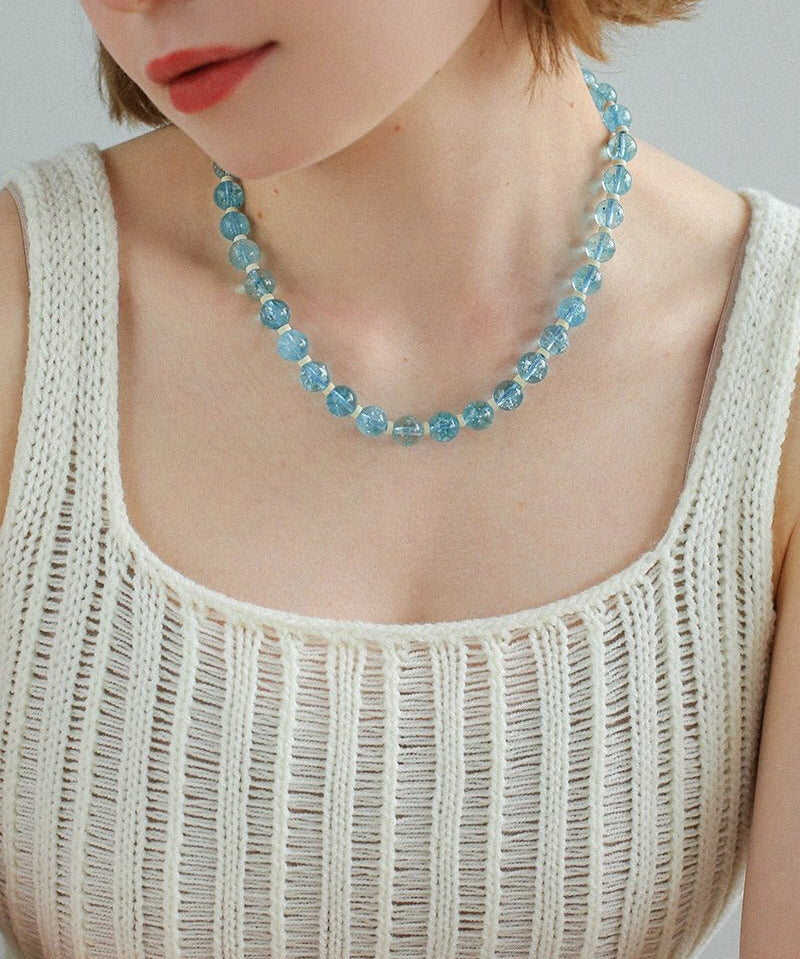 Tranquil Sky Blue Burst Crystal Necklace - floysun