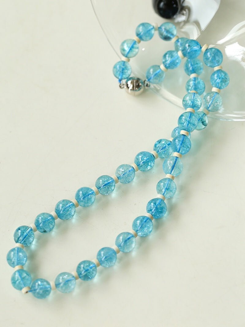 Tranquil Sky Blue Burst Crystal Necklace - floysun
