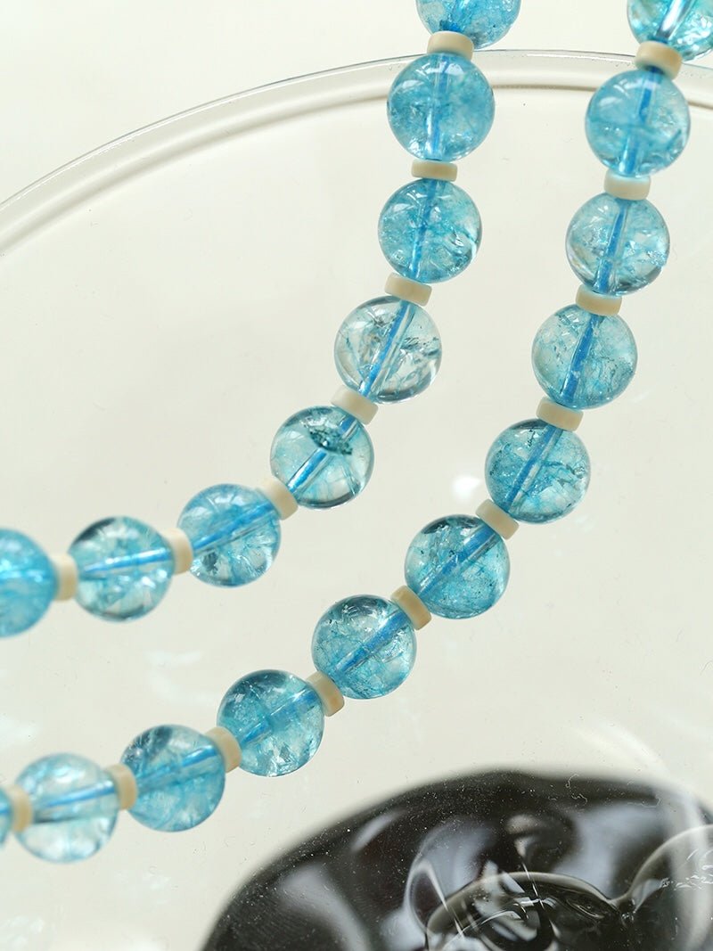 Tranquil Sky Blue Burst Crystal Necklace - floysun