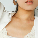 Tribal Echo Carved Totem Cutout Earrings - Gold - floysun