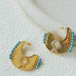 Tribal Echo Carved Totem Cutout Earrings - Gold - floysun