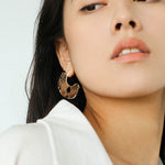 Tribal Echo Carved Totem Cutout Earrings - Gold - floysun