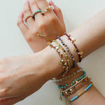 Tribal Totem Adjustable Beaded Ring - Green Garnet - floysun