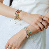 Tribal Totem Colorful Gemstone Braided Adjustable Bracelet - Clear Quartz - floysun