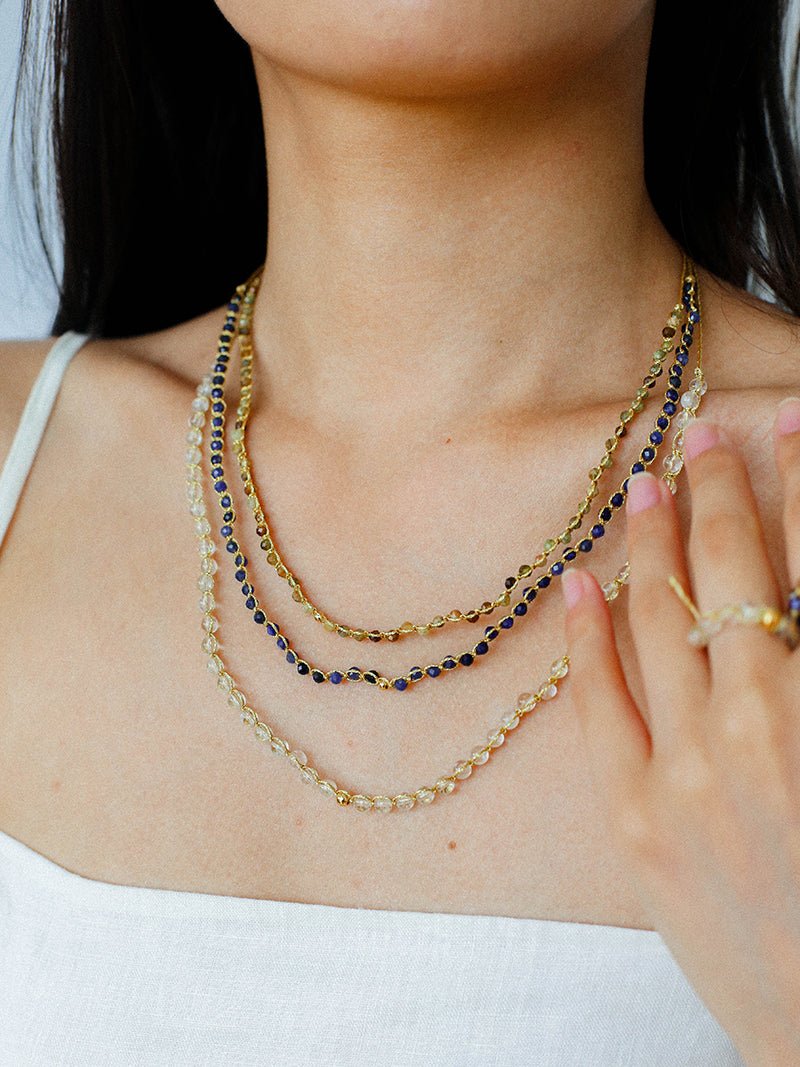 Tribal Totem Colorful Gemstone Braided Adjustable Necklace - Green Garnet - floysun