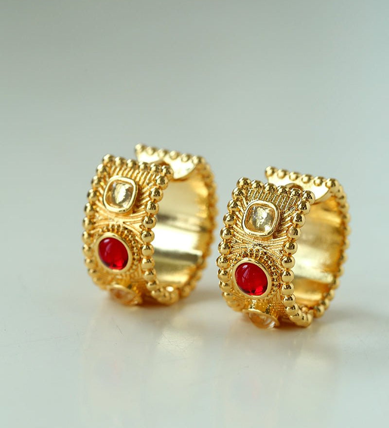 Tribal Totem Gemstone Beaded Hoop Earrings - floysun