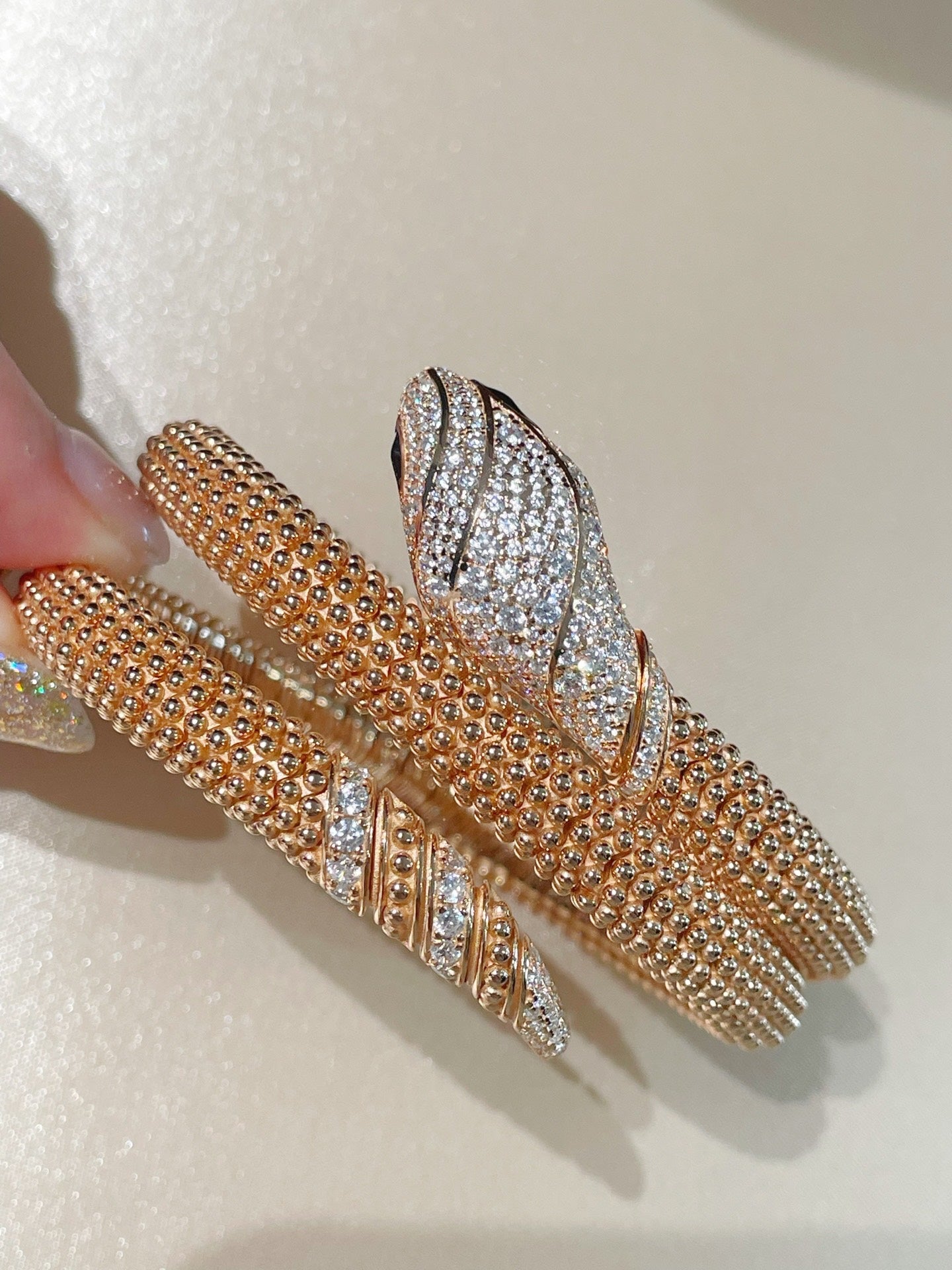 Triple Coil Snake Bangle – Studded Vintage Edition - floysun