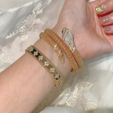 Triple Coil Snake Bangle – Studded Vintage Edition - floysun