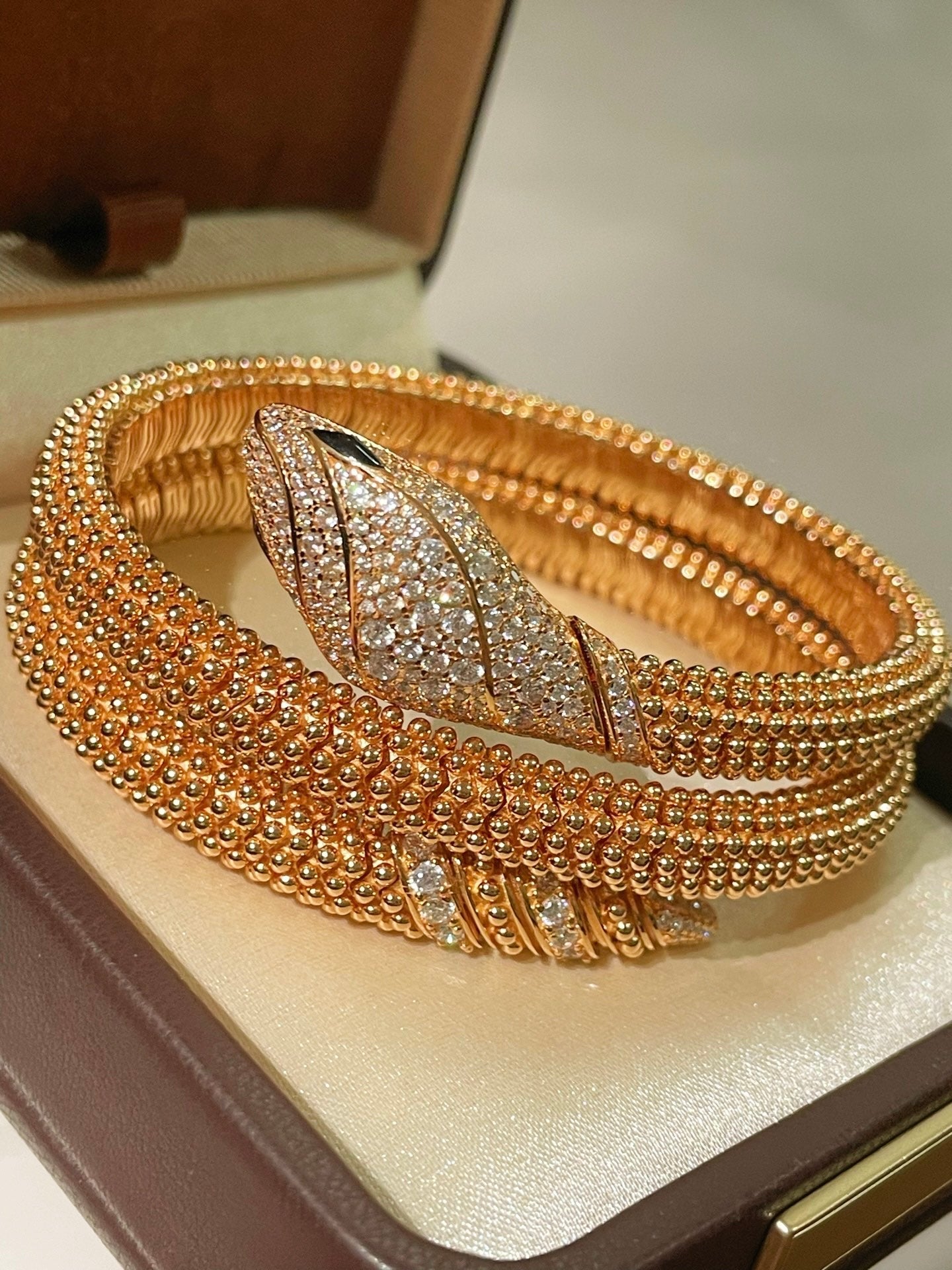 Triple Coil Snake Bangle – Studded Vintage Edition - floysun