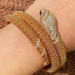 Triple Coil Snake Bangle – Studded Vintage Edition - floysun