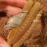 Triple Coil Snake Bangle – Studded Vintage Edition - floysun