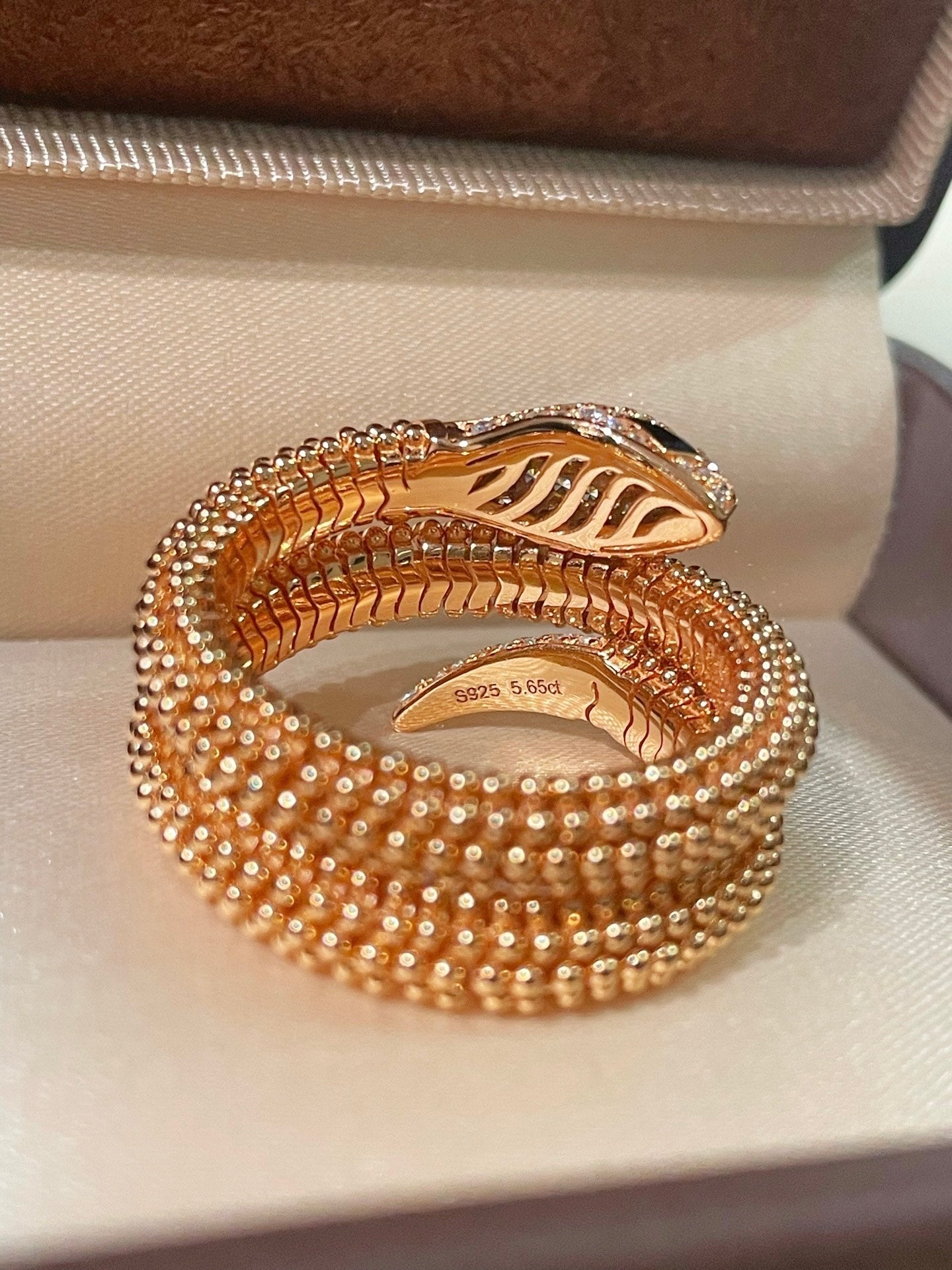 Triple Coil Studded Serpent Ring - floysun