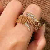 Triple Coil Studded Serpent Ring - floysun