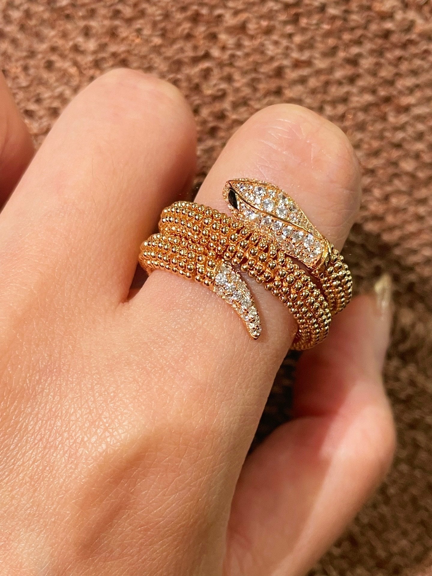 Triple Coil Studded Serpent Ring - floysun