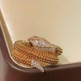 Triple Coil Studded Serpent Ring - floysun