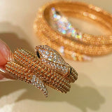 Triple Coil Studded Serpent Ring - floysun