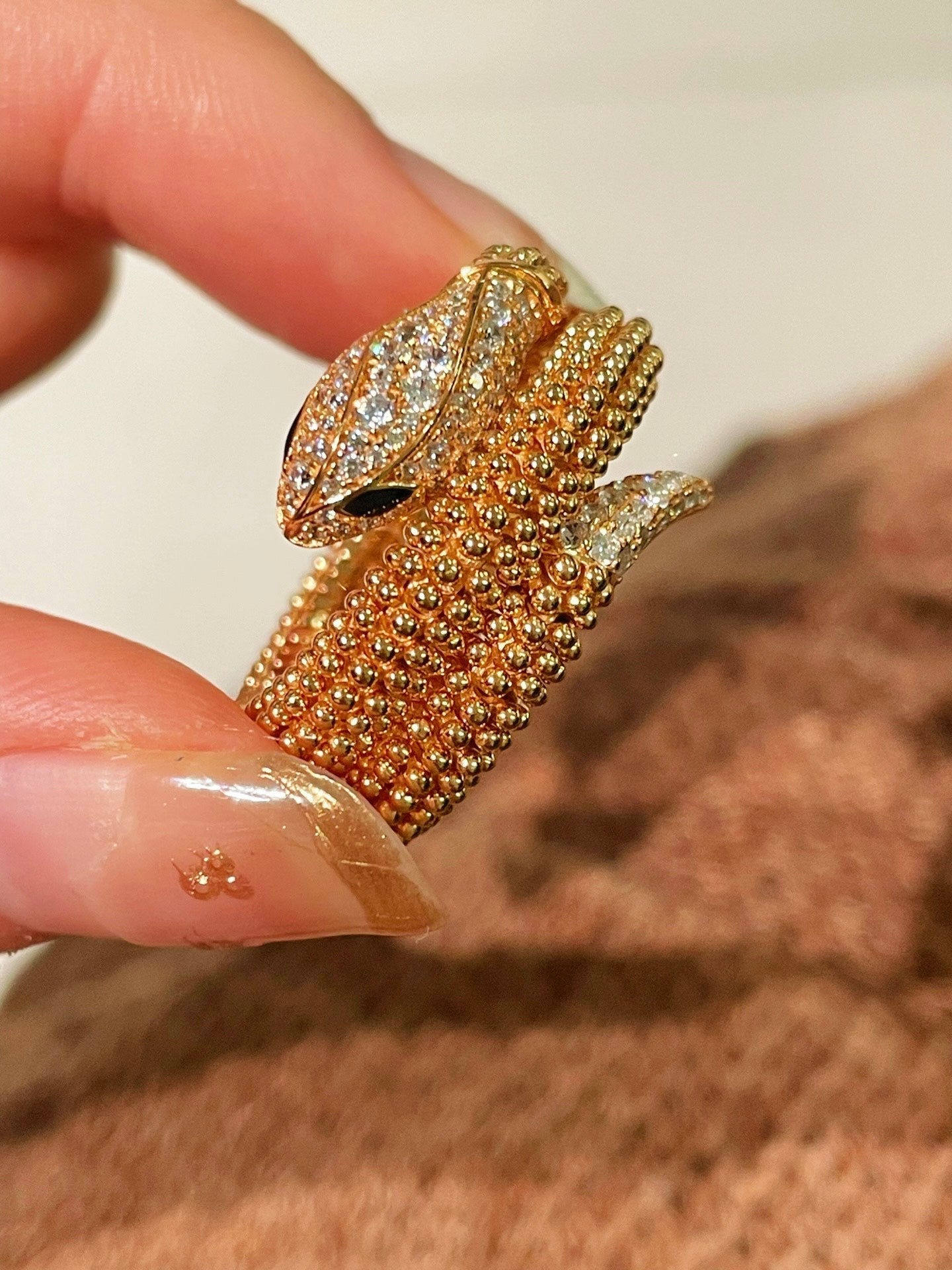 Triple Coil Studded Serpent Ring - floysun