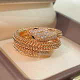 Triple Coil Studded Serpent Ring - floysun