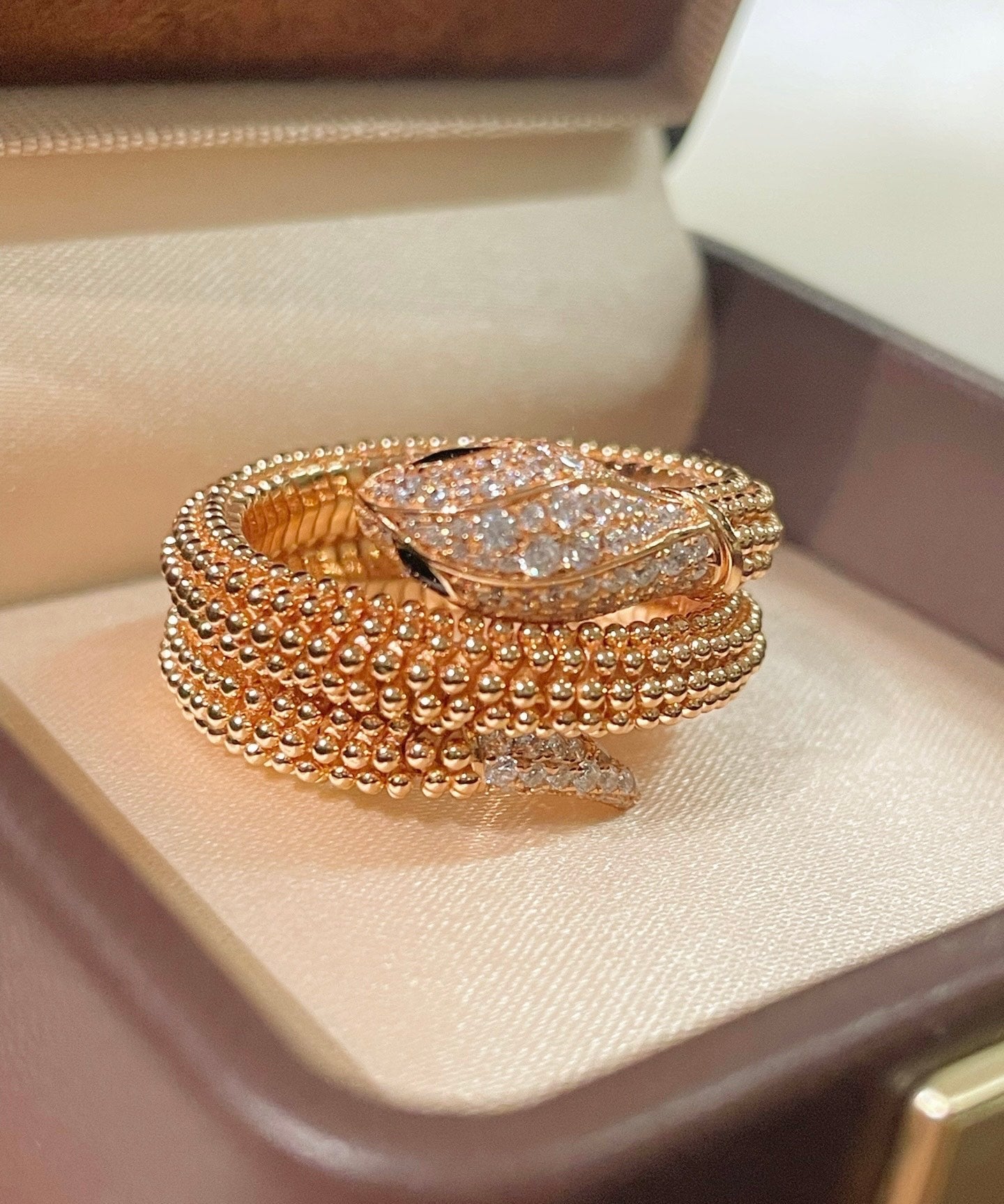 Triple Coil Studded Serpent Ring - floysun