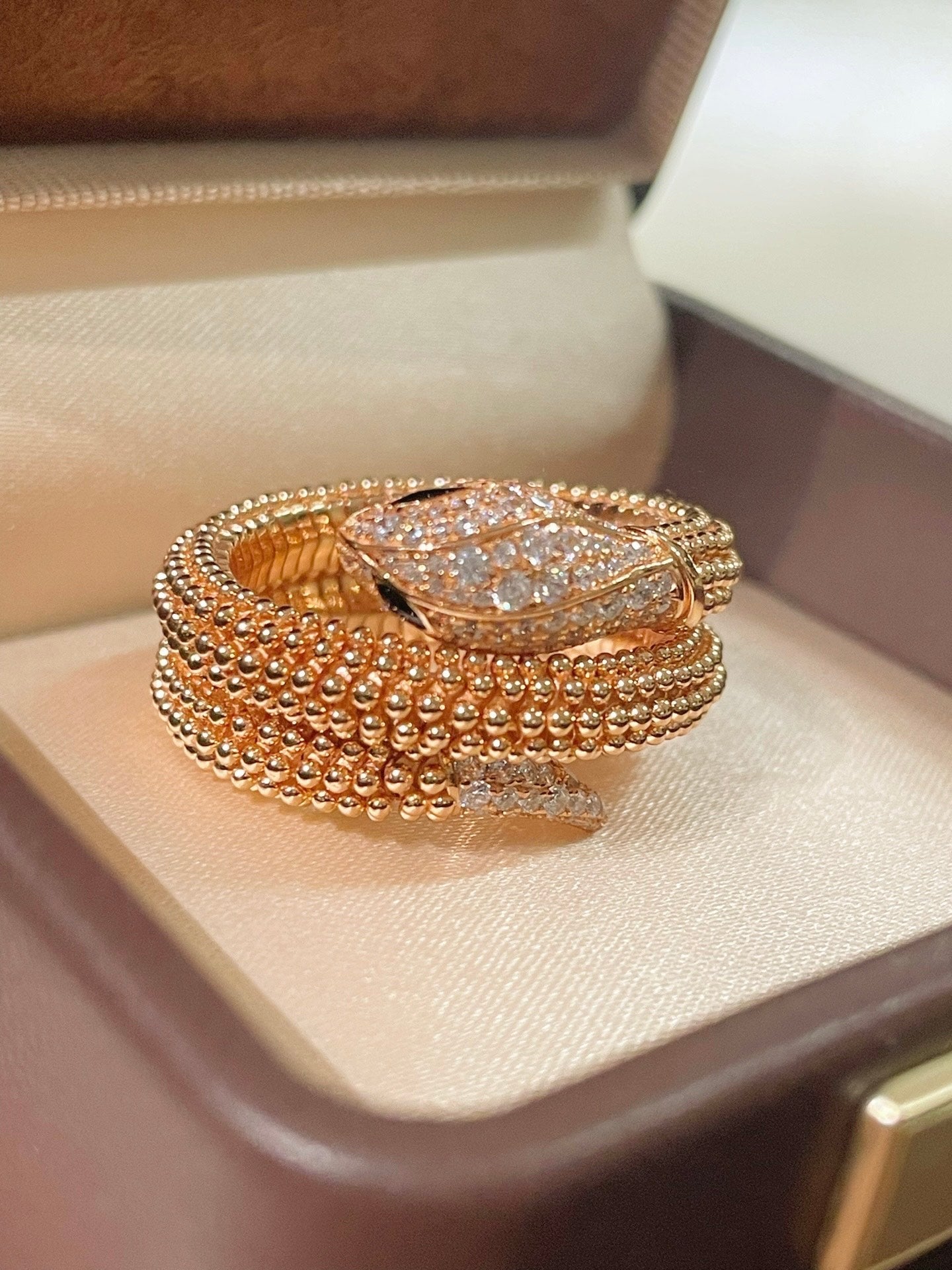 Triple Coil Studded Serpent Ring - floysun