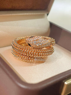Triple Coil Studded Serpent Ring - floysun