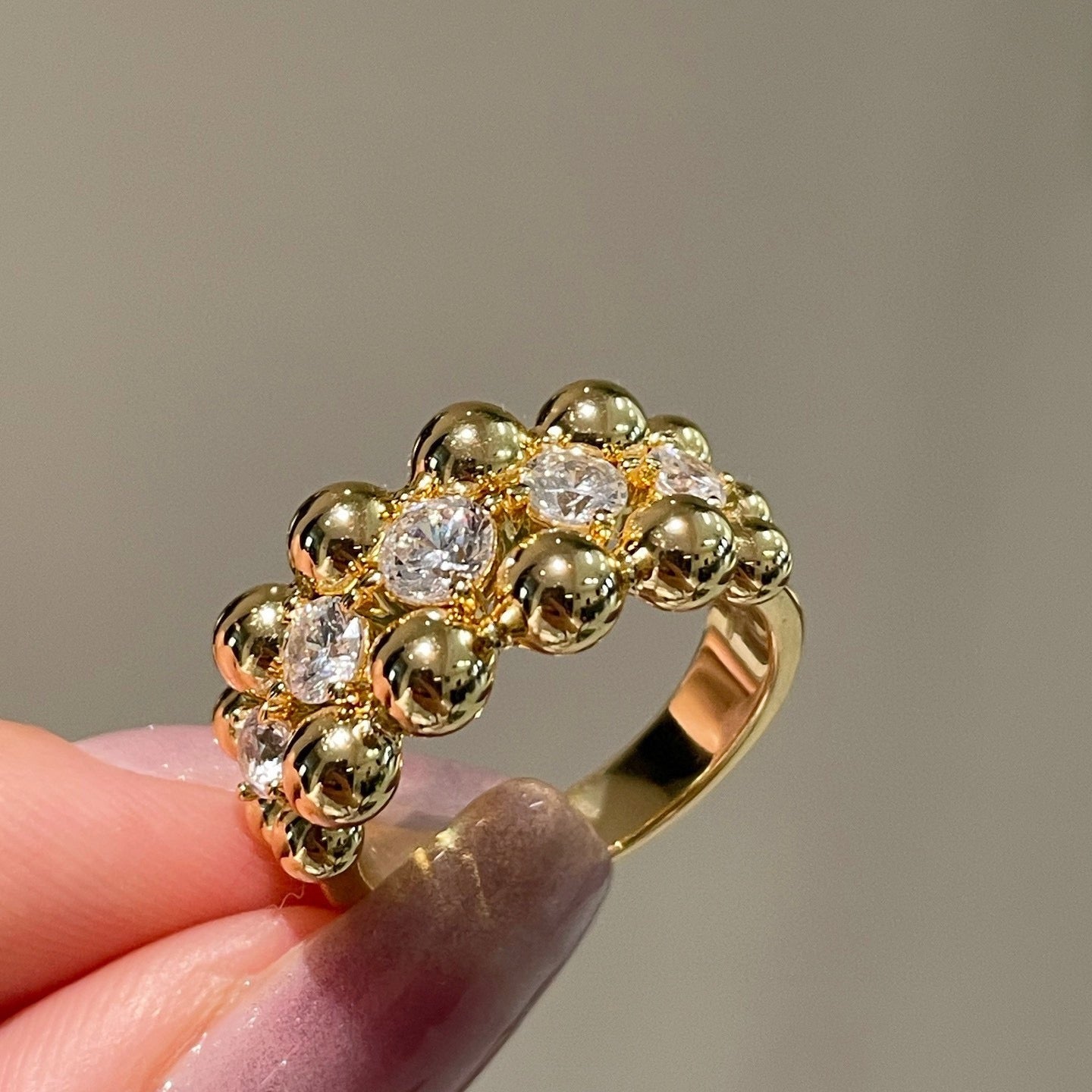Triple Layer Classic Bubble Diamond Ring - floysun