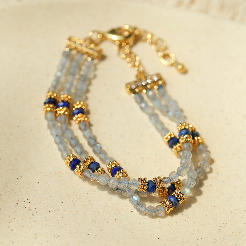 Triple - Strand Lapis & Labradorite Bracelet - floysun