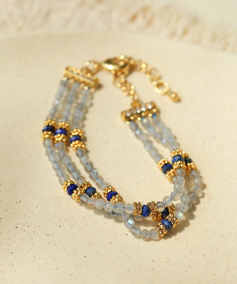 Triple - Strand Lapis & Labradorite Bracelet - floysun