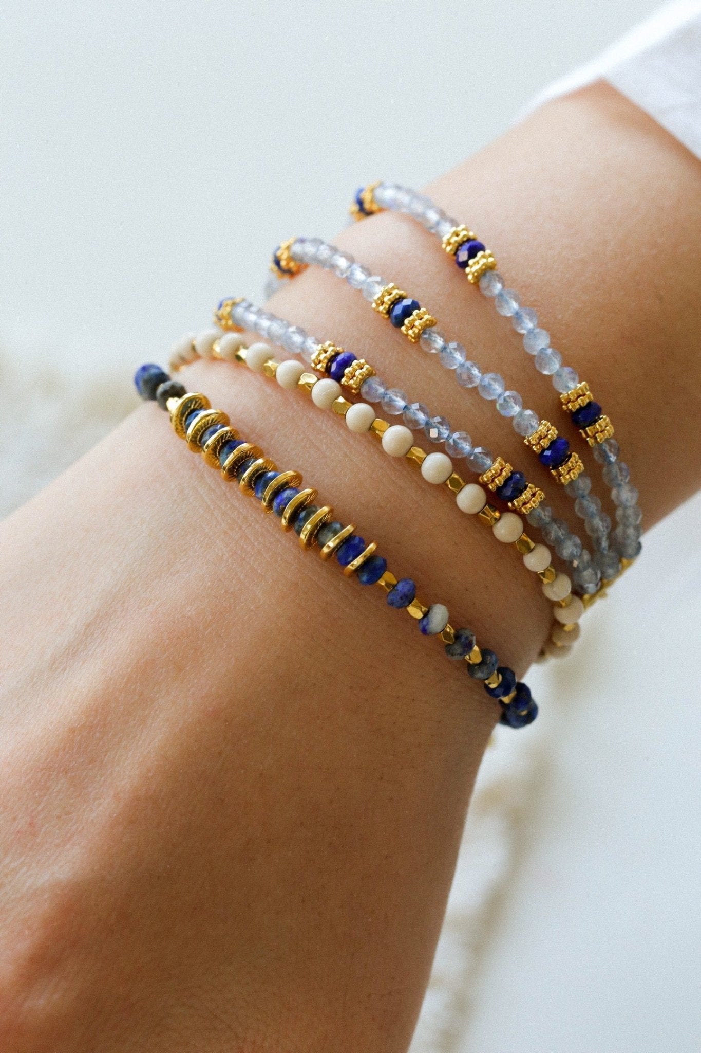 Triple - Strand Lapis & Labradorite Bracelet - floysun