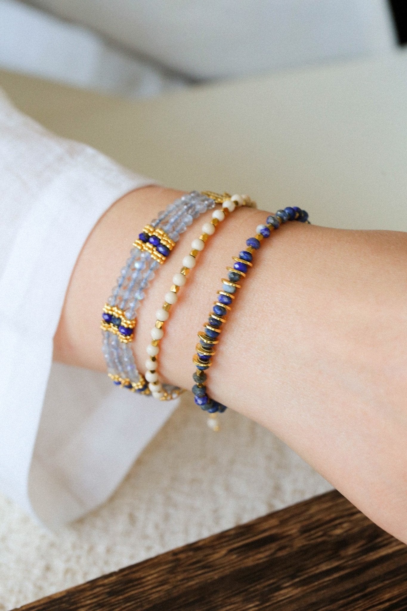 Triple - Strand Lapis & Labradorite Bracelet - floysun