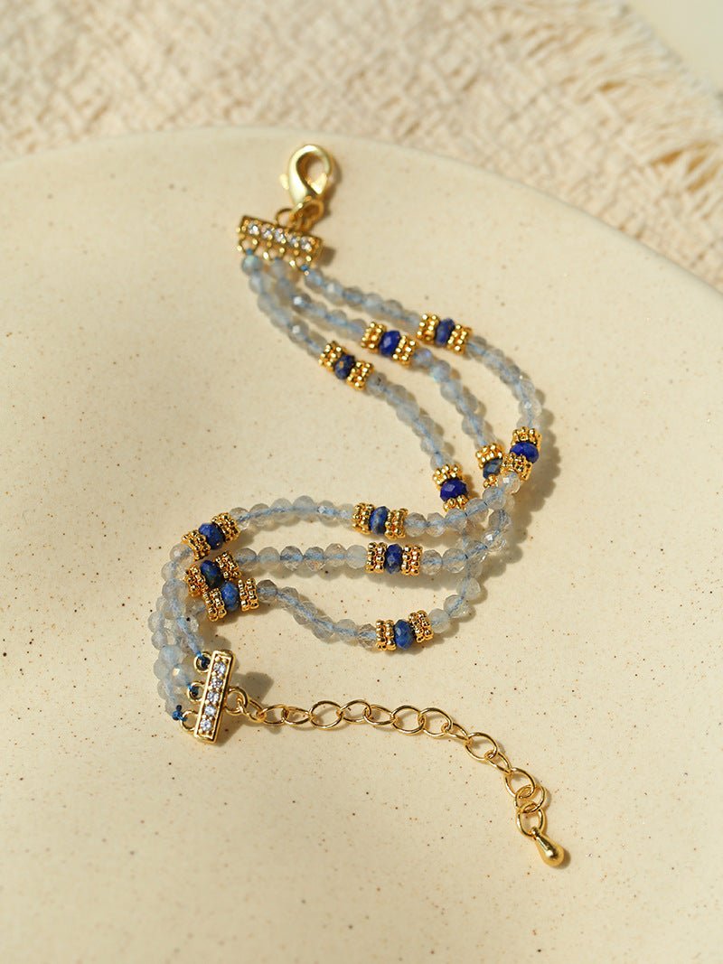Triple - Strand Lapis & Labradorite Bracelet - floysun