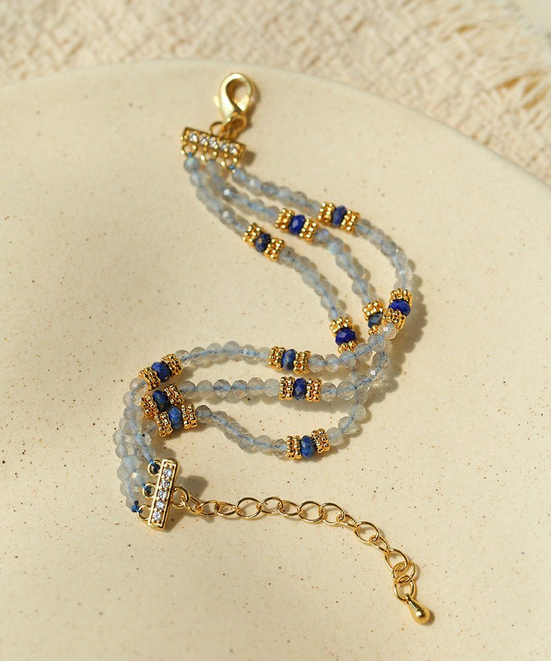 Triple - Strand Lapis & Labradorite Bracelet - floysun
