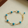 Turquoise Beaded Bracelet with Gold Chain | Starry Sky Minimal Charm - floysun