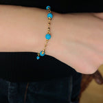 Turquoise Beaded Bracelet with Gold Chain | Starry Sky Minimal Charm - floysun