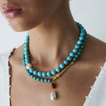 Turquoise Fish Necklace | Bohemian Pearl Pendant Necklace - floysun