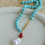 Turquoise Fish Necklace | Bohemian Pearl Pendant Necklace - floysun