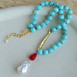 Turquoise Fish Necklace | Bohemian Pearl Pendant Necklace - floysun