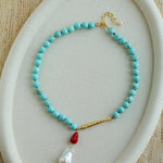 Turquoise Fish Necklace | Bohemian Pearl Pendant Necklace - floysun