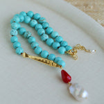 Turquoise Fish Necklace | Bohemian Pearl Pendant Necklace - floysun