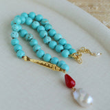 Turquoise Fish Necklace | Bohemian Pearl Pendant Necklace - floysun