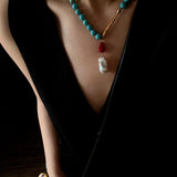 Turquoise Fish Necklace | Bohemian Pearl Pendant Necklace - floysun