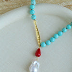 Turquoise Fish Necklace | Bohemian Pearl Pendant Necklace - floysun