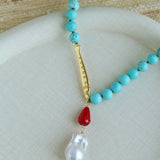 Turquoise Fish Necklace | Bohemian Pearl Pendant Necklace - floysun
