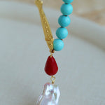 Turquoise Fish Necklace | Bohemian Pearl Pendant Necklace - floysun