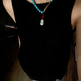 Turquoise Fish Necklace | Bohemian Pearl Pendant Necklace - floysun