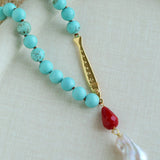 Turquoise Fish Necklace | Bohemian Pearl Pendant Necklace - floysun