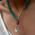 Turquoise Fish Necklace | Bohemian Pearl Pendant Necklace - floysun