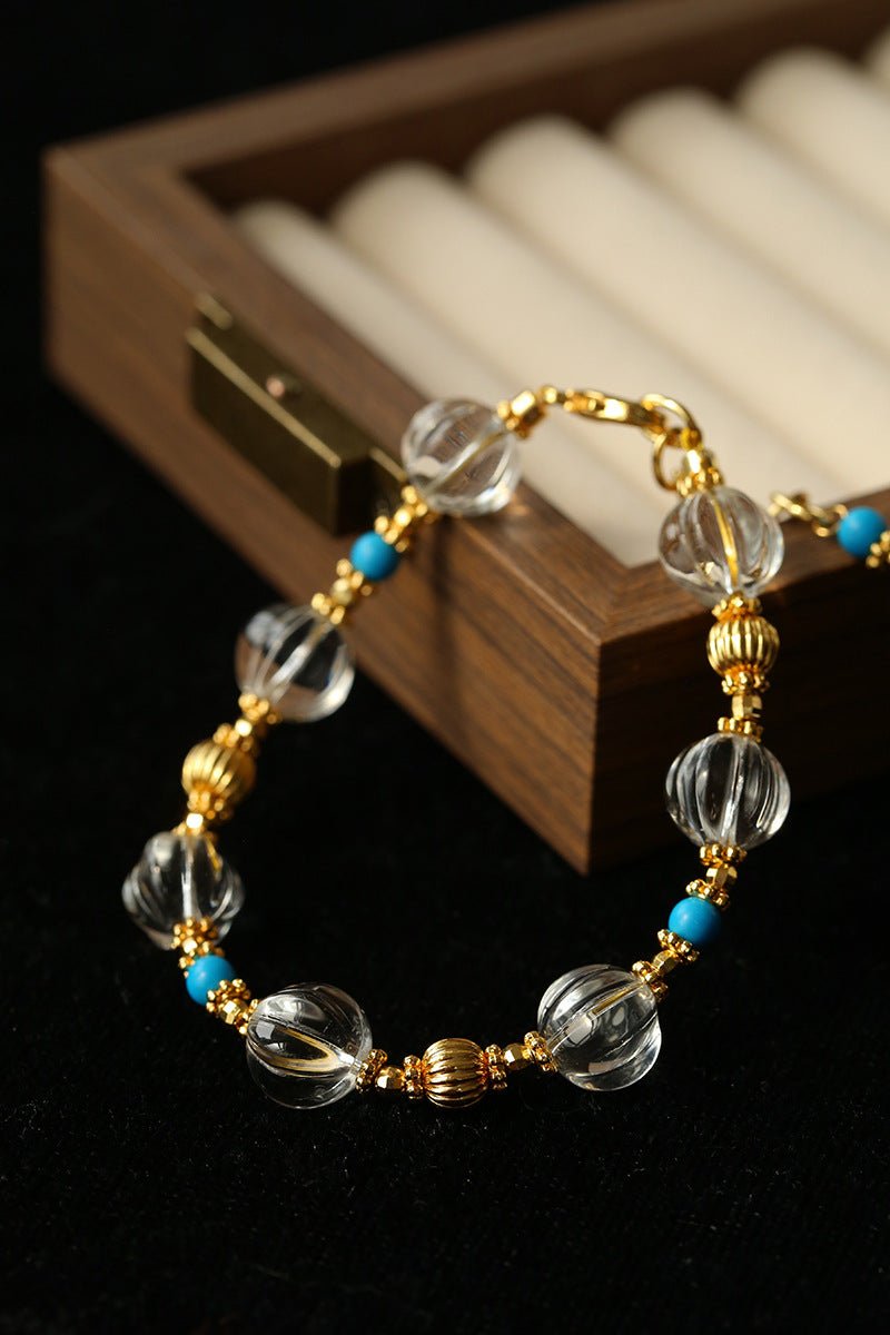 Turquoise Glass Lantern Bead Bracelet - floysun