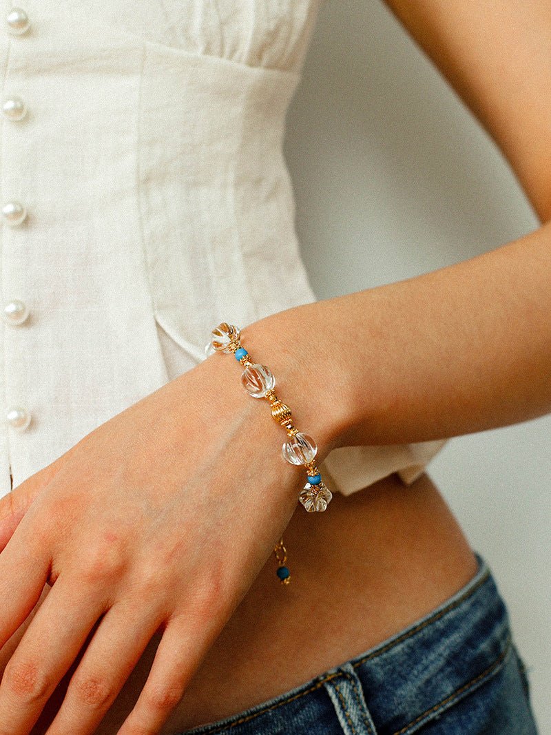 Turquoise Glass Lantern Bead Bracelet - floysun